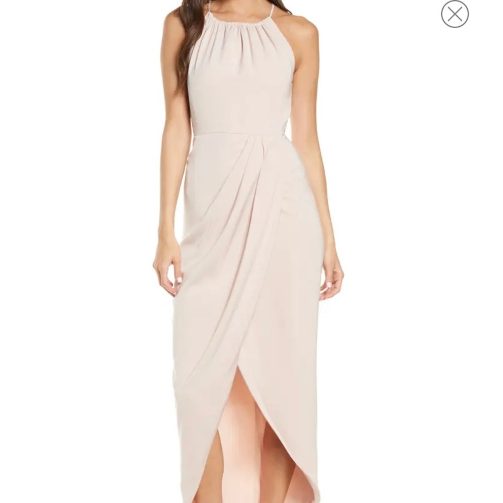 Shona Joy Draped Halter Tulip Gown in Ballet